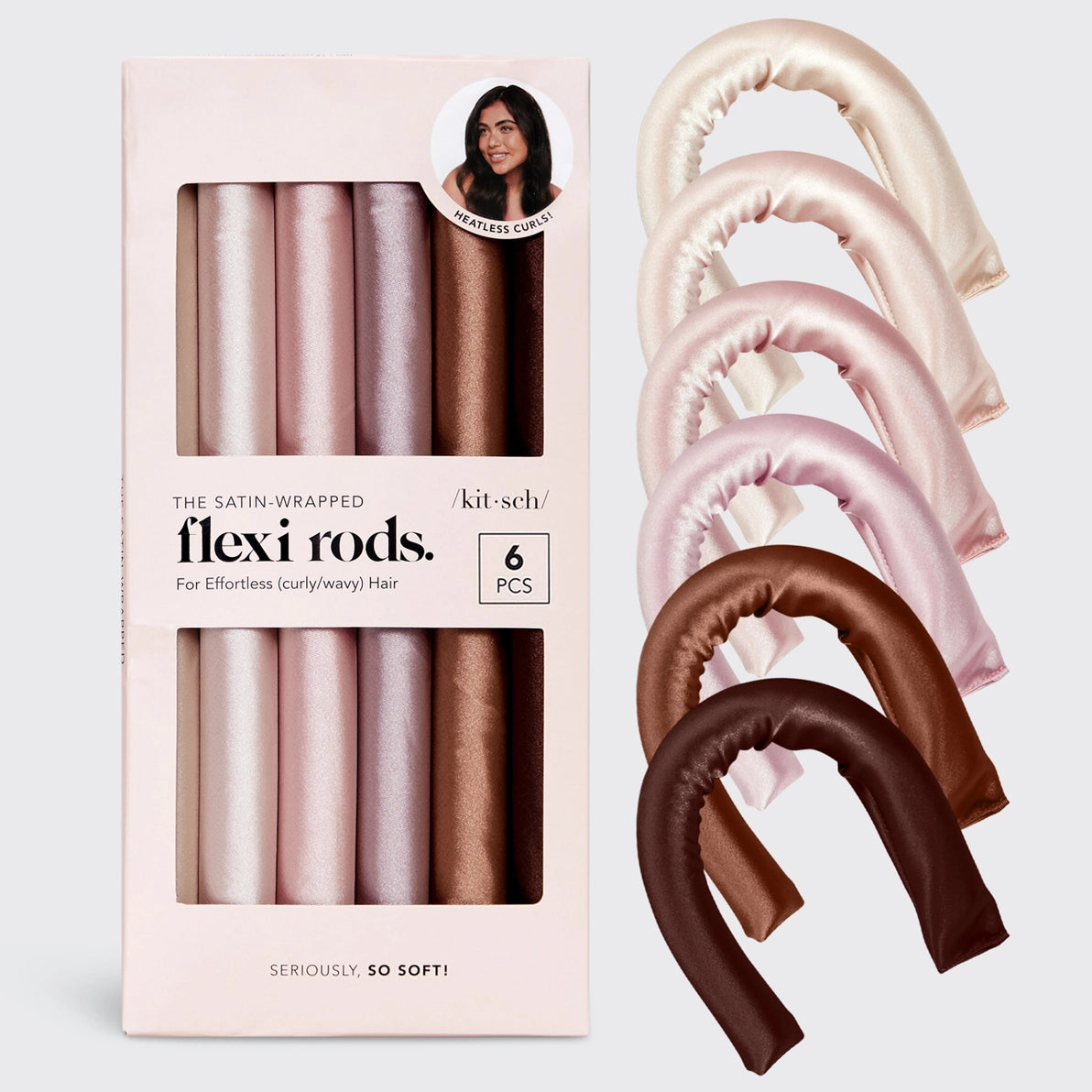 Kitsch Satin Wrapped Flexi Rods - 6 stk